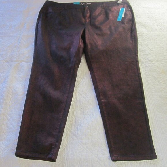 INC Jeans 24W Skinny Leg Slim Tech Fit Black Red Shine - Picture 1 of 7